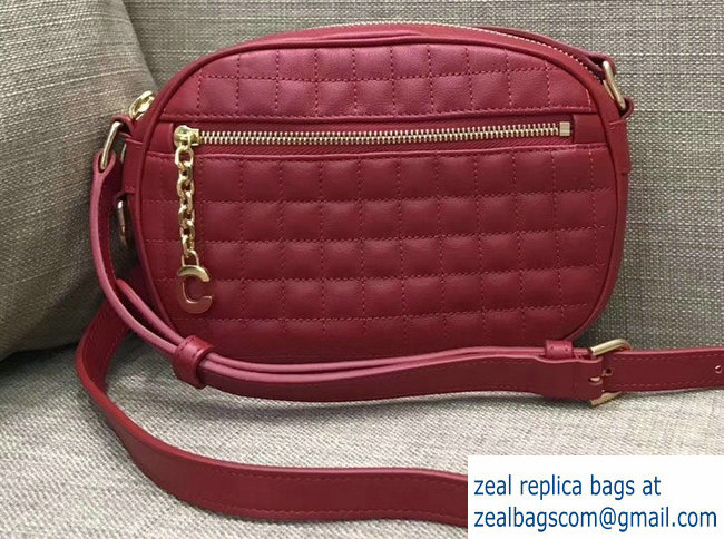 Celine Quilted Calfskin Small C Charm Bag Red 188363 2018 - Click Image to Close