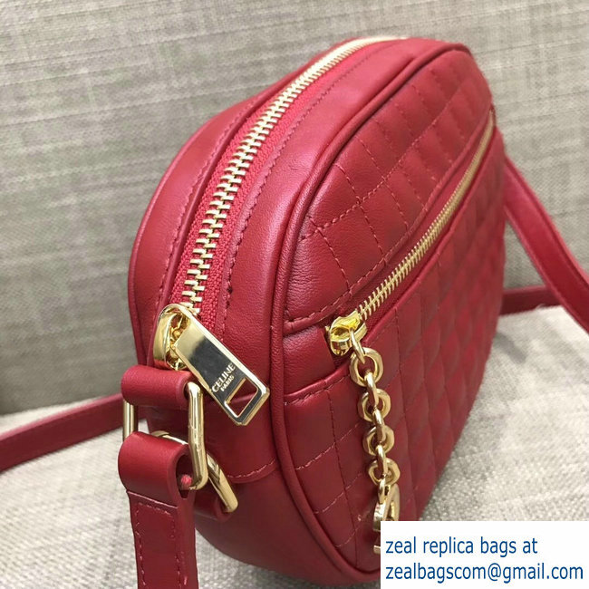 Celine Quilted Calfskin Small C Charm Bag Red 188363 2018