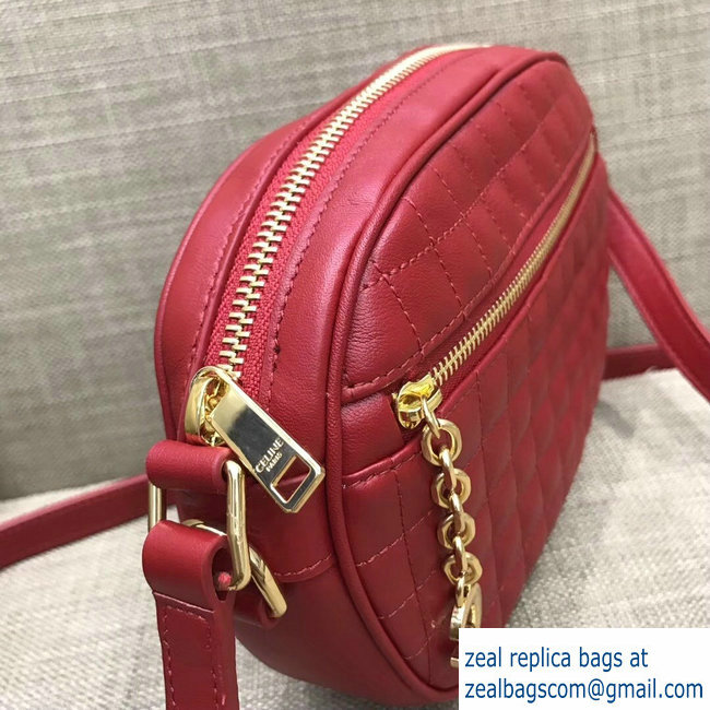 Celine Quilted Calfskin Small C Charm Bag Red 188363 2018 - Click Image to Close