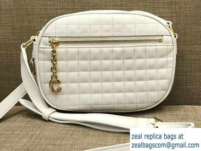 Celine Quilted Calfskin Small C Charm Bag White 188363 2018