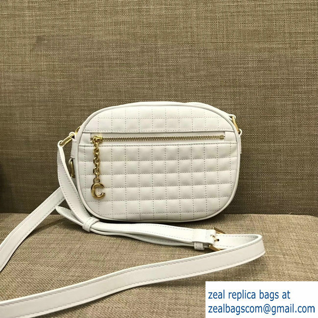 Celine Quilted Calfskin Small C Charm Bag White 188363 2018 - Click Image to Close