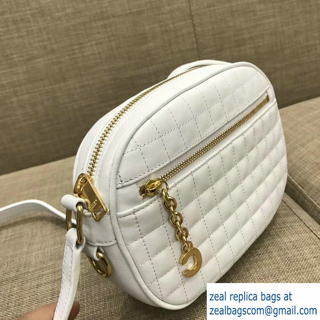 Celine Quilted Calfskin Small C Charm Bag White 188363 2018 - Click Image to Close