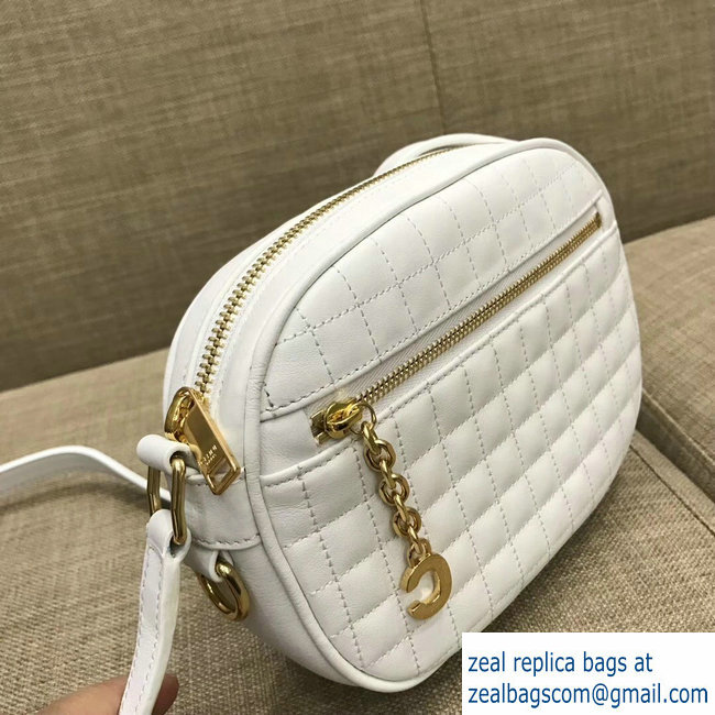 Celine Quilted Calfskin Small C Charm Bag White 188363 2018