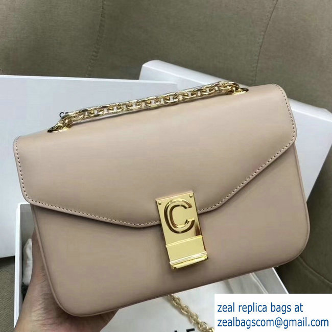 Celine Shiny Calfskin Medium C Bag Beige 187253 2019 - Click Image to Close