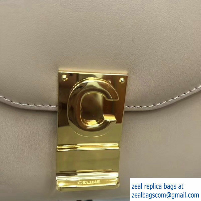 Celine Shiny Calfskin Medium C Bag Beige 187253 2019 - Click Image to Close