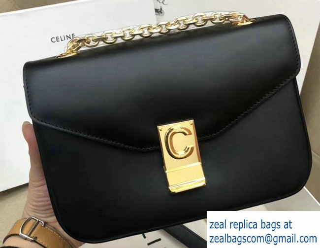 Celine Shiny Calfskin Medium C Bag Black 187253 2019