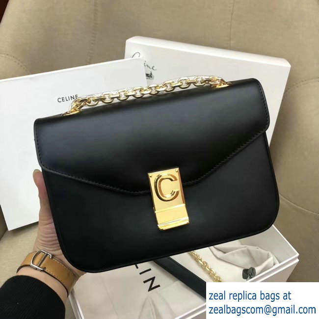 Celine Shiny Calfskin Medium C Bag Black 187253 2019 - Click Image to Close