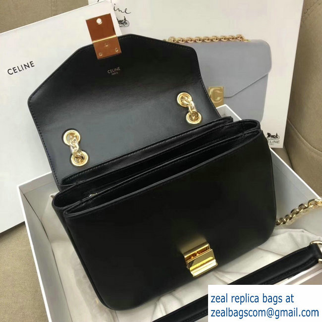 Celine Shiny Calfskin Medium C Bag Black 187253 2019 - Click Image to Close