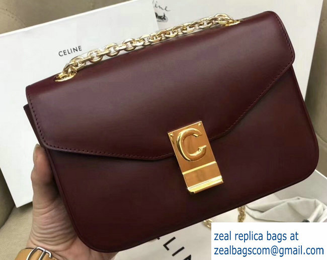 Celine Shiny Calfskin Medium C Bag Burgundy 187253 2019