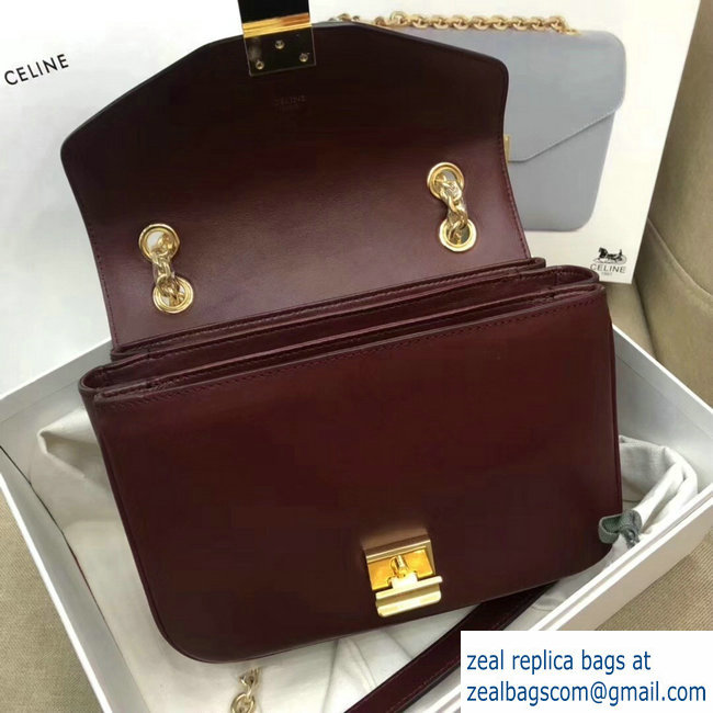 Celine Shiny Calfskin Medium C Bag Burgundy 187253 2019 - Click Image to Close