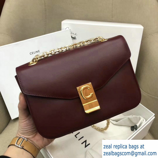 Celine Shiny Calfskin Medium C Bag Burgundy 187253 2019 - Click Image to Close