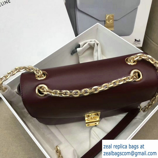 Celine Shiny Calfskin Medium C Bag Burgundy 187253 2019 - Click Image to Close