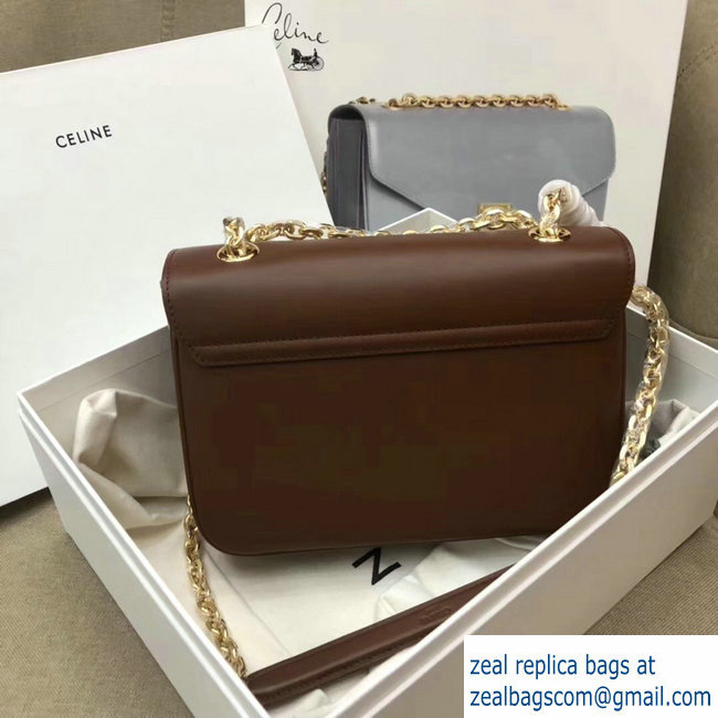 Celine Shiny Calfskin Medium C Bag Coffee 187253 2019 - Click Image to Close