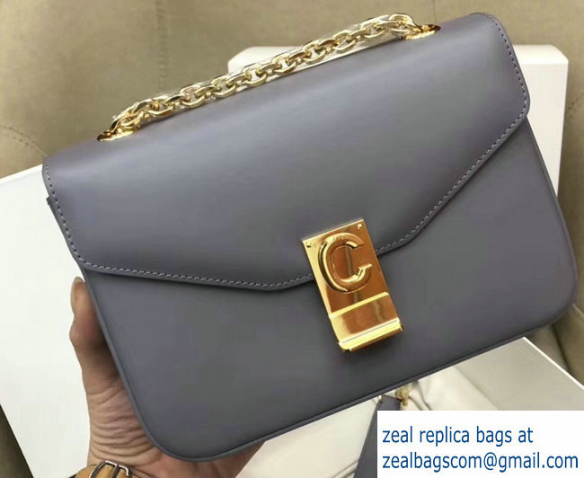 Celine Shiny Calfskin Medium C Bag Gray 187253 2019