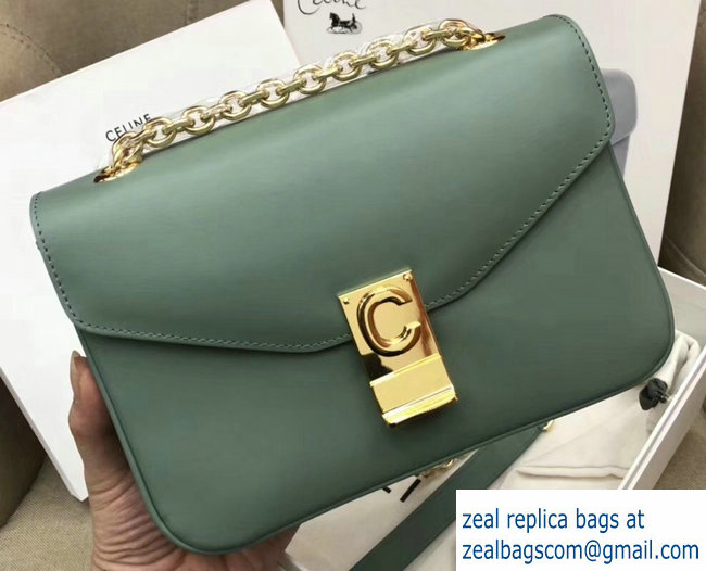 Celine Shiny Calfskin Medium C Bag Light Green 187253 2019