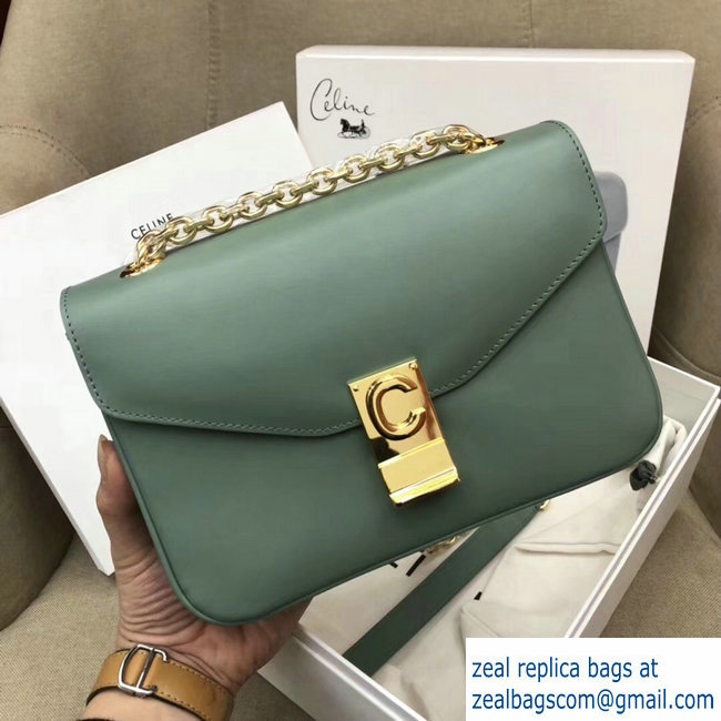 Celine Shiny Calfskin Medium C Bag Light Green 187253 2019