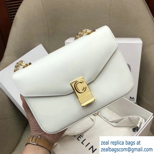 Celine Shiny Calfskin Medium C Bag White 187253 2019 - Click Image to Close