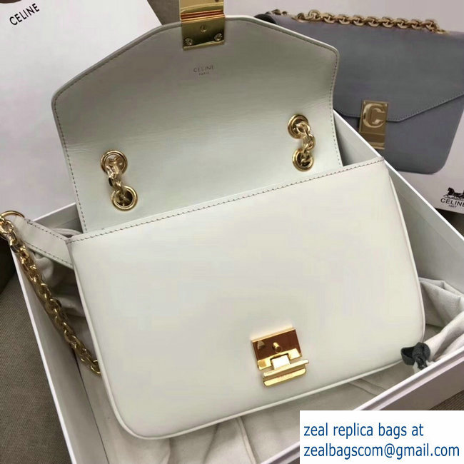 Celine Shiny Calfskin Medium C Bag White 187253 2019