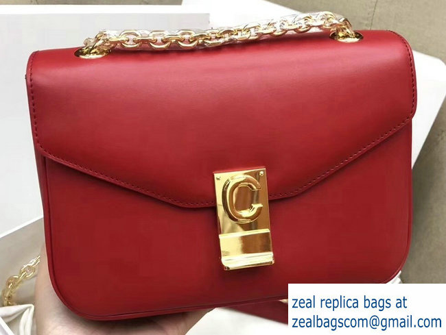 Celine Shiny Calfskin Medium C Bag red 187253 2019