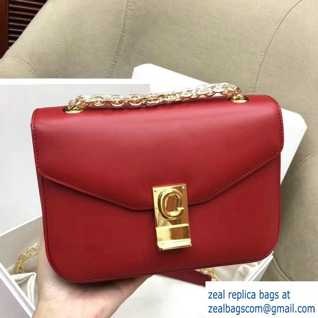 Celine Shiny Calfskin Medium C Bag red 187253 2019