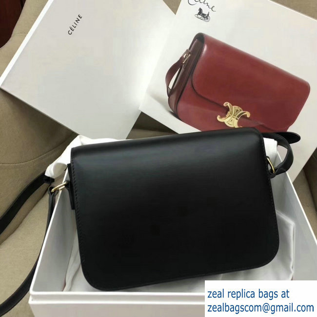 Celine Shiny Calfskin Medium Triomphe Bag Black 187363 2019