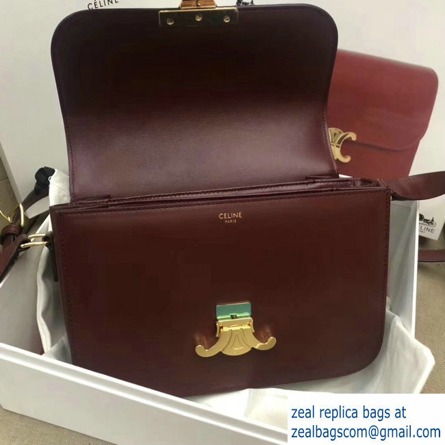 Celine Shiny Calfskin Medium Triomphe Bag Burgundy 187363 2019 - Click Image to Close