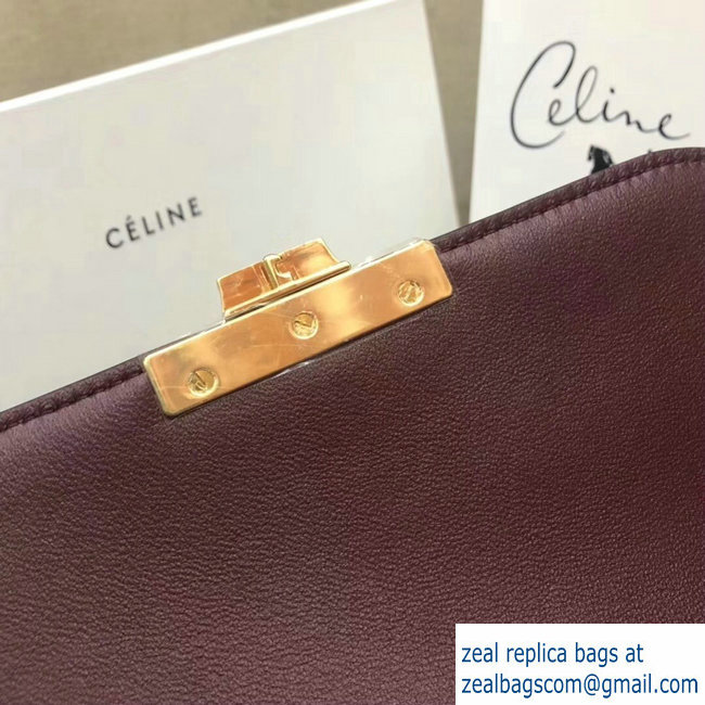 Celine Shiny Calfskin Medium Triomphe Bag Burgundy 187363 2019