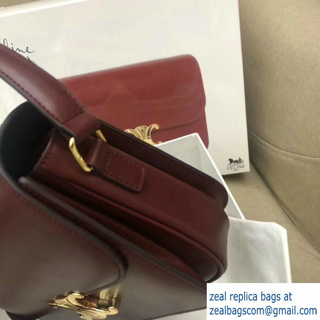 Celine Shiny Calfskin Medium Triomphe Bag Burgundy 187363 2019