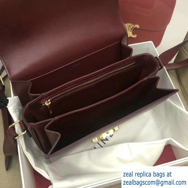 Celine Shiny Calfskin Medium Triomphe Bag Burgundy 187363 2019 - Click Image to Close