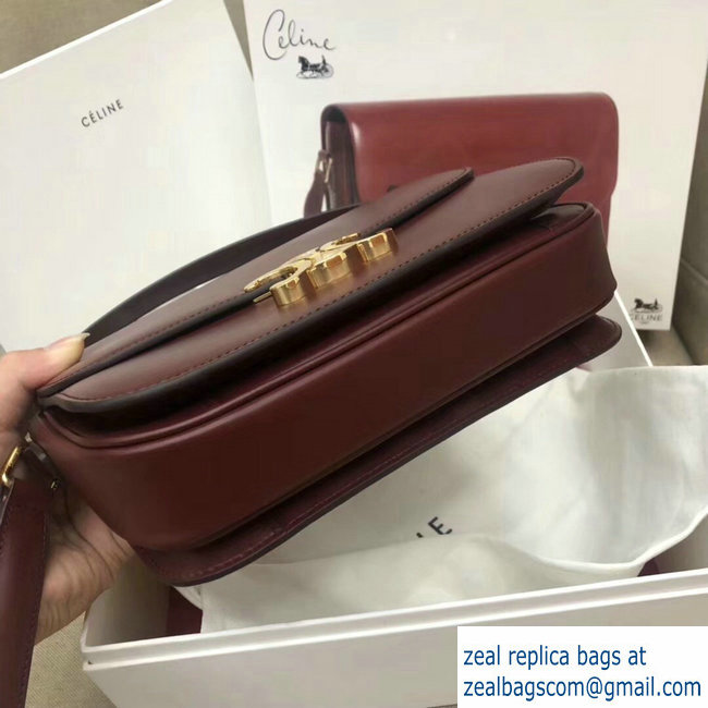 Celine Shiny Calfskin Medium Triomphe Bag Burgundy 187363 2019