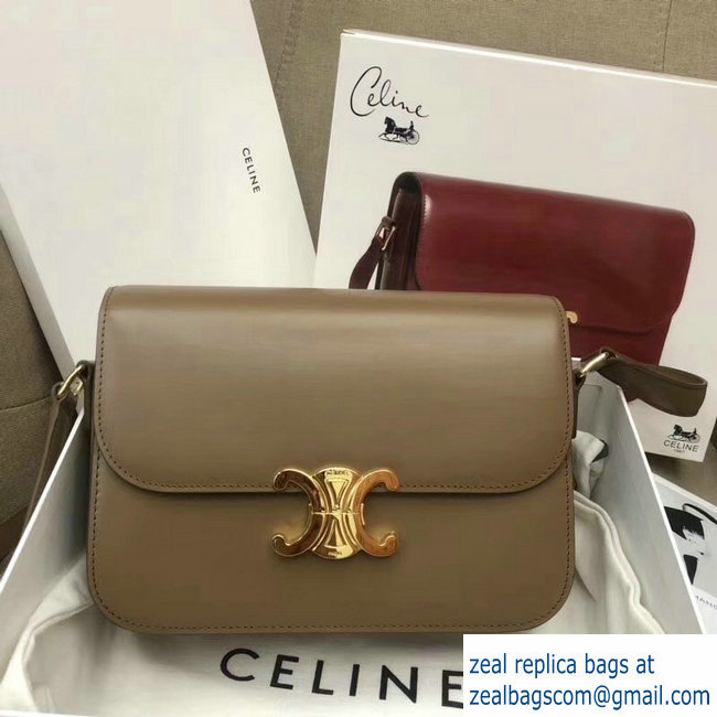 Celine Shiny Calfskin Medium Triomphe Bag Coffee 187363 2019 - Click Image to Close
