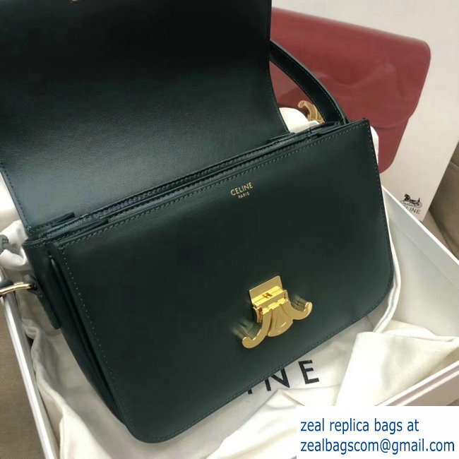 Celine Shiny Calfskin Medium Triomphe Bag Dark Green187363 2019 - Click Image to Close