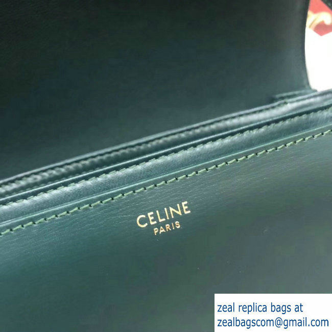 Celine Shiny Calfskin Medium Triomphe Bag Dark Green187363 2019