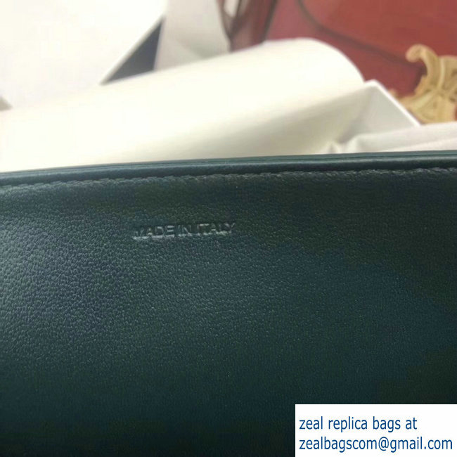 Celine Shiny Calfskin Medium Triomphe Bag Dark Green187363 2019