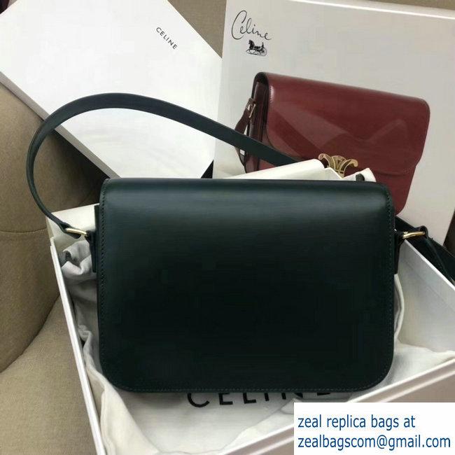 Celine Shiny Calfskin Medium Triomphe Bag Dark Green187363 2019 - Click Image to Close