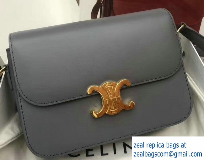 Celine Shiny Calfskin Medium Triomphe Bag Gray 187363 2019 - Click Image to Close