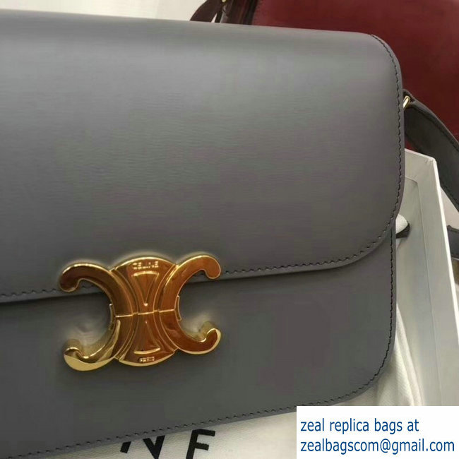 Celine Shiny Calfskin Medium Triomphe Bag Gray 187363 2019