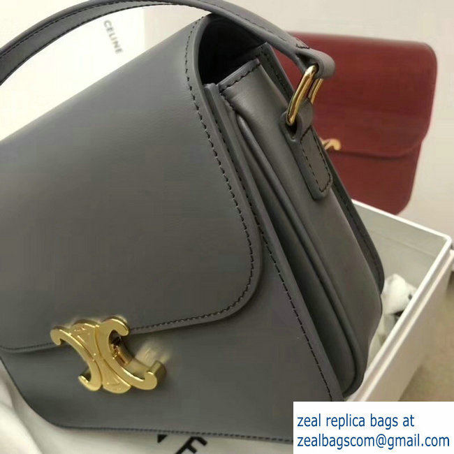 Celine Shiny Calfskin Medium Triomphe Bag Gray 187363 2019 - Click Image to Close