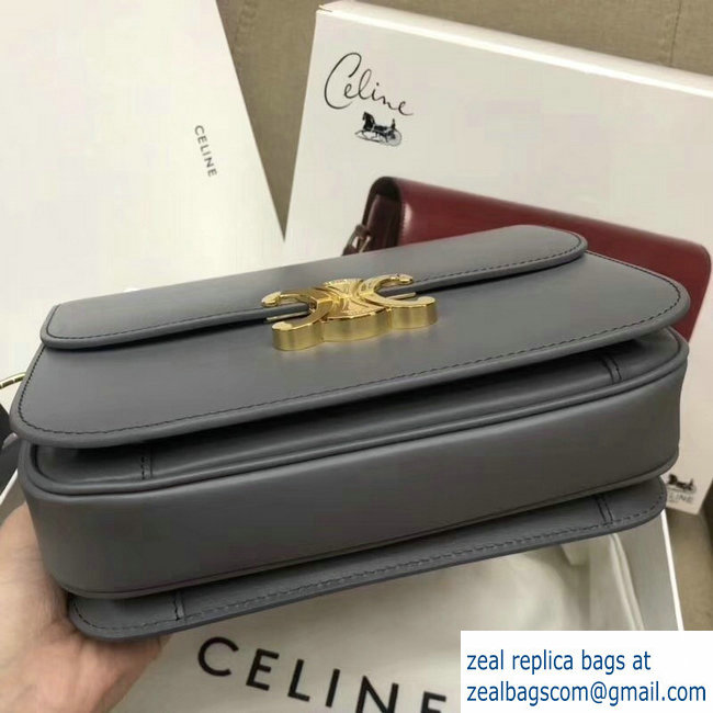 Celine Shiny Calfskin Medium Triomphe Bag Gray 187363 2019