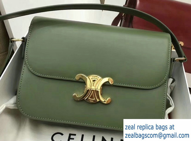 Celine Shiny Calfskin Medium Triomphe Bag Light Green 187363 2019