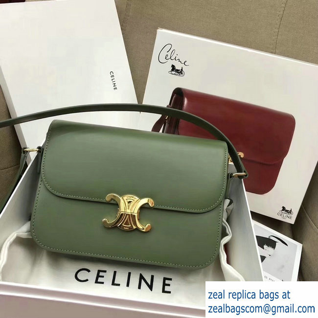 Celine Shiny Calfskin Medium Triomphe Bag Light Green 187363 2019