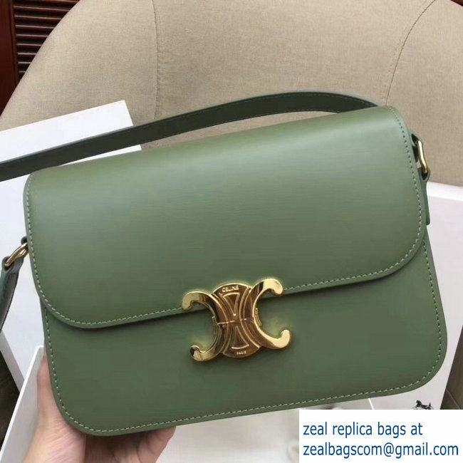 Celine Shiny Calfskin Medium Triomphe Bag Light Green 187363 2019