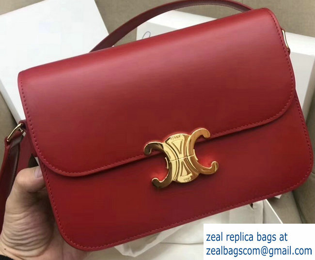 Celine Shiny Calfskin Medium Triomphe Bag Red 187363 2019 - Click Image to Close