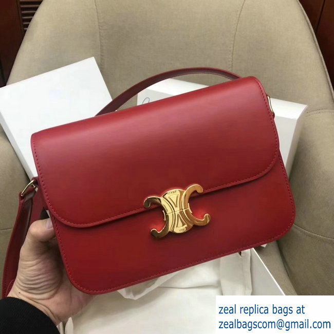 Celine Shiny Calfskin Medium Triomphe Bag Red 187363 2019 - Click Image to Close