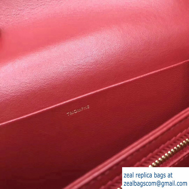 Celine Shiny Calfskin Medium Triomphe Bag Red 187363 2019