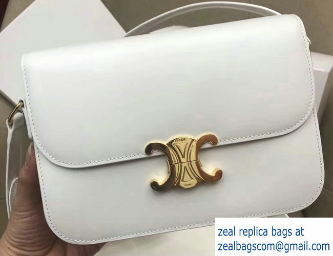 Celine Shiny Calfskin Medium Triomphe Bag White 187363 2019 - Click Image to Close