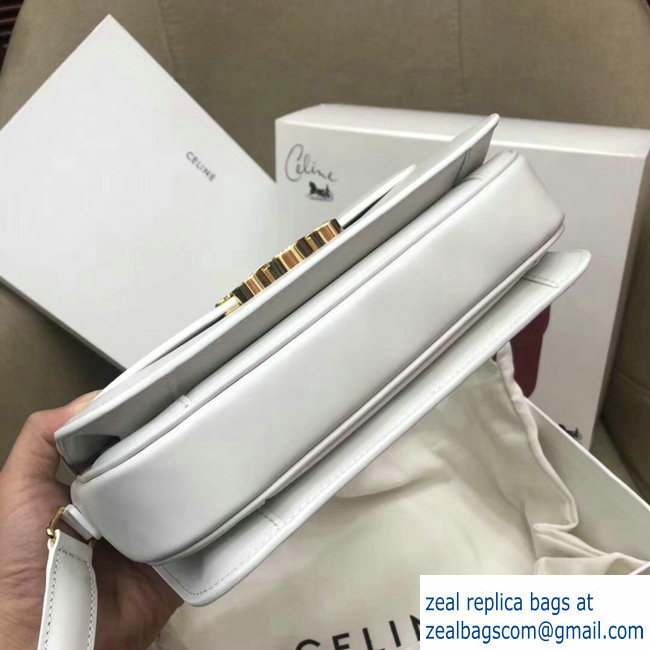 Celine Shiny Calfskin Medium Triomphe Bag White 187363 2019