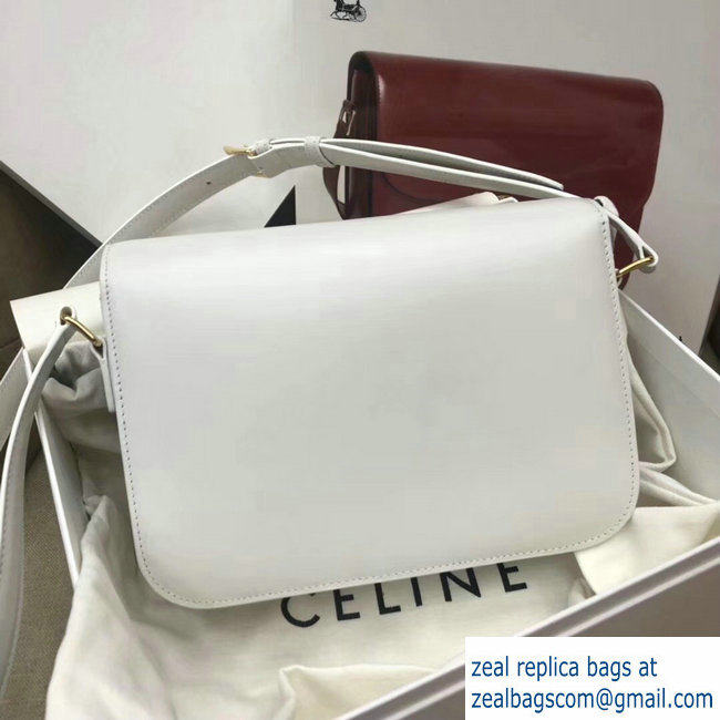 Celine Shiny Calfskin Medium Triomphe Bag White 187363 2019 - Click Image to Close