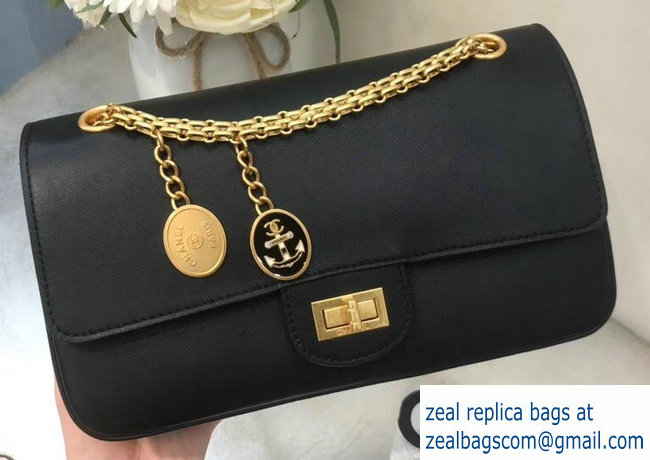 Chanel 2.55 Nude with Medals Size 225 Flap Bag A37586 Black 2018