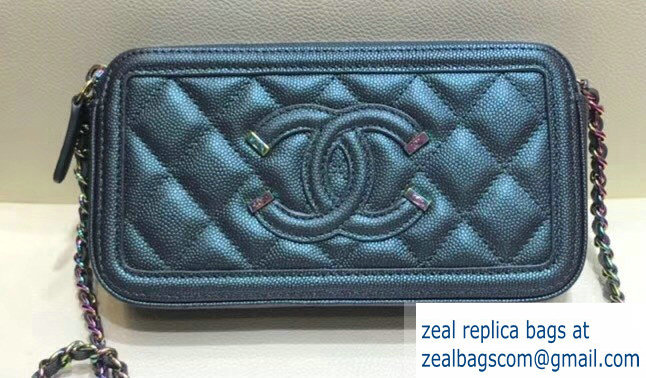 Chanel CC Filigree Grained Clutch with Chain Bag Metallic Dark Turquoise 2018